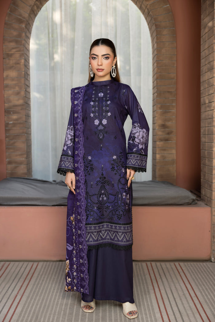 BIN NAEEM Royal Embroidery Vol-04 | 3 Piece Unstitched Cambric Suit