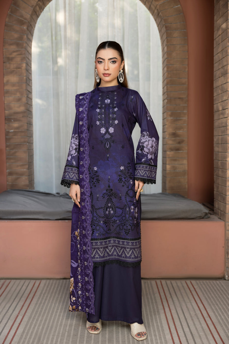 BIN NAEEM Royal Embroidery Vol-04 | 3 Piece Unstitched Cambric Suit
