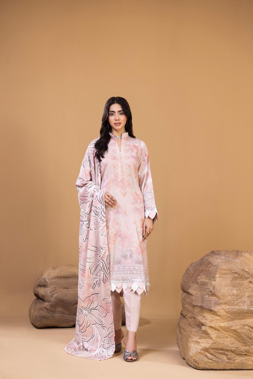 3 PIECE - UNSTITCHED EMBROIDERED KARANDI SUIT