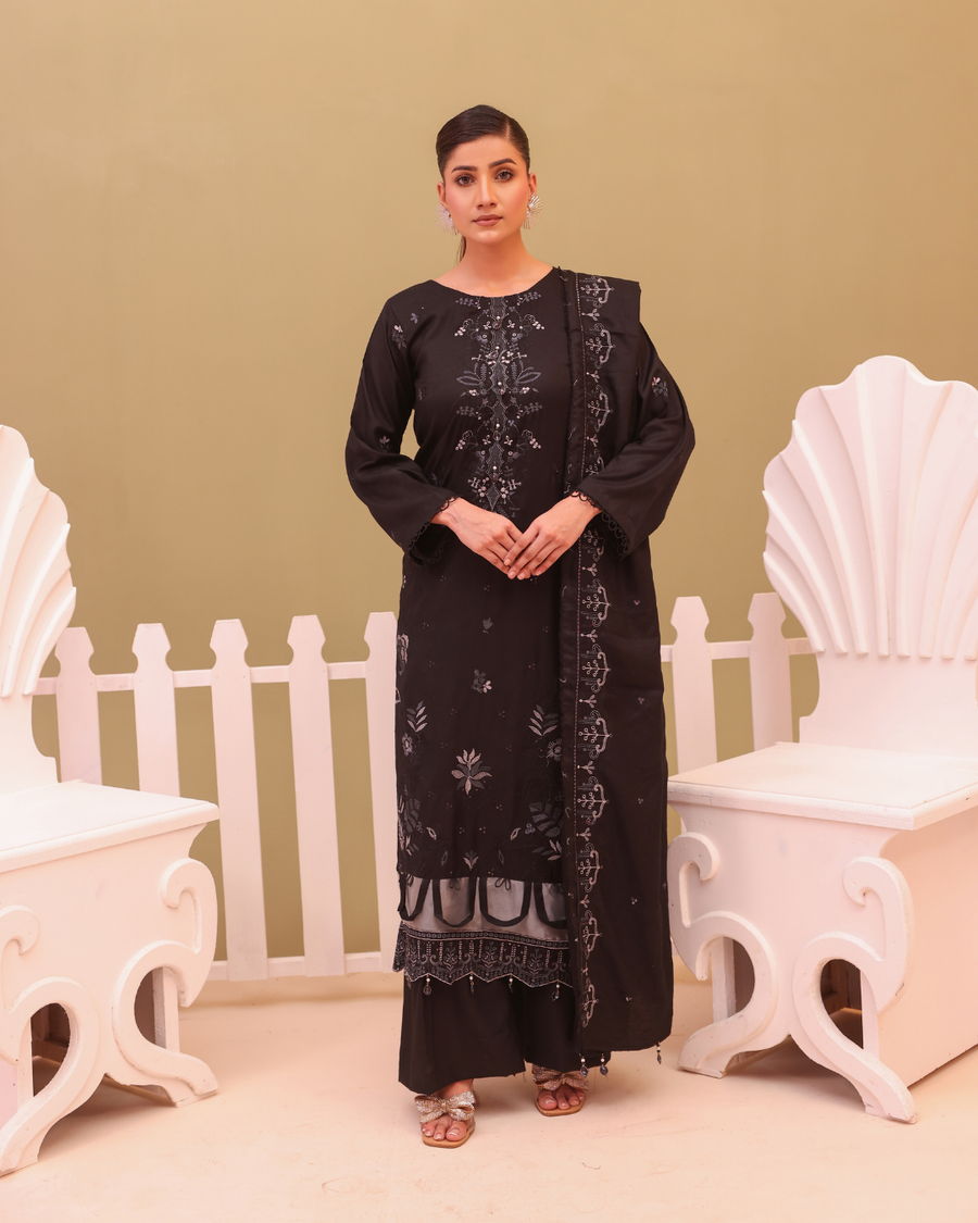 SHEEN LUXE 3PC EMBROIDERED WITH READY TO WEAR DUPATTA