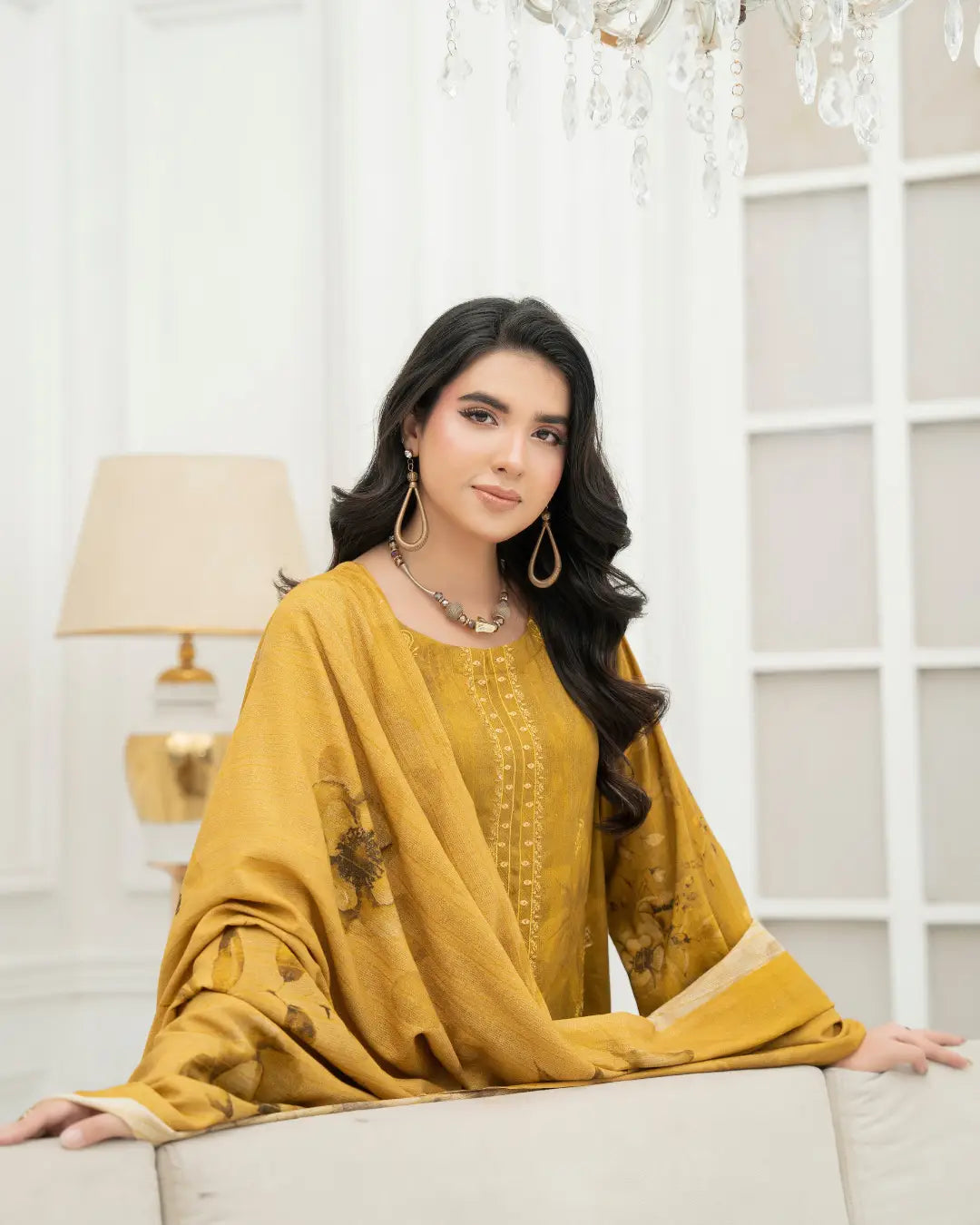 VELVET CHAMKI DHANAK EMBROIDED 3-PIECE