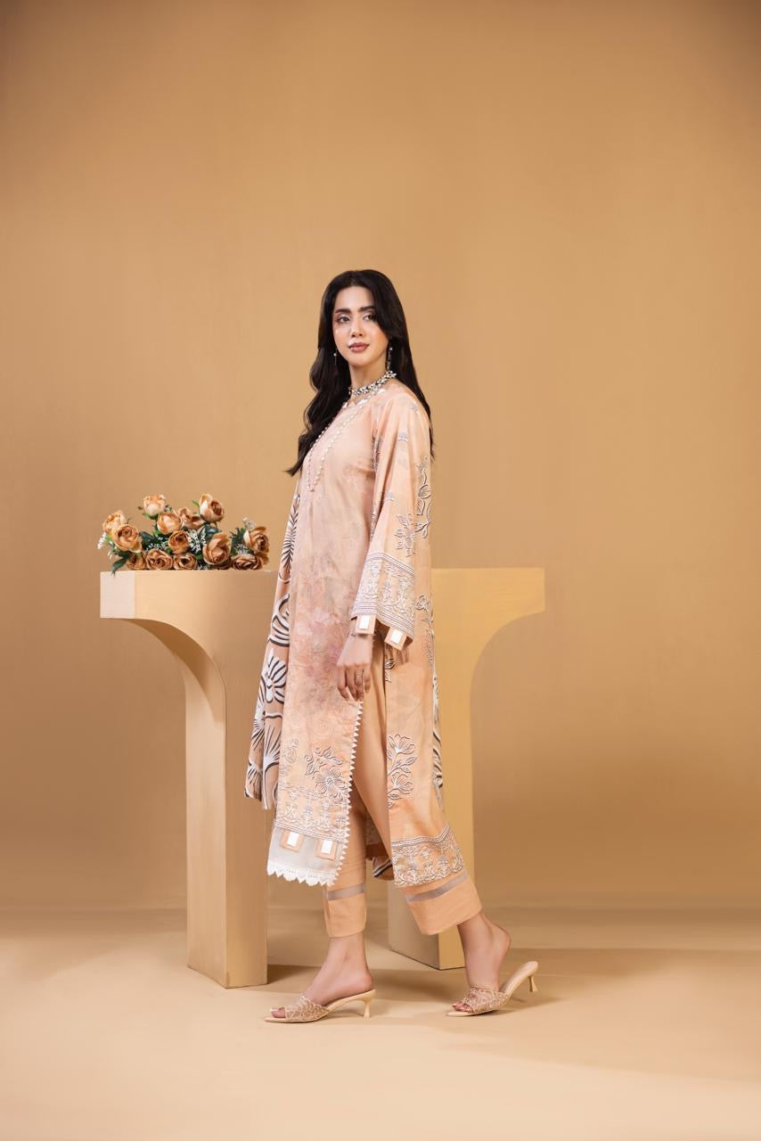 3 PIECE - UNSTITCHED EMBROIDERED KARANDI SUIT