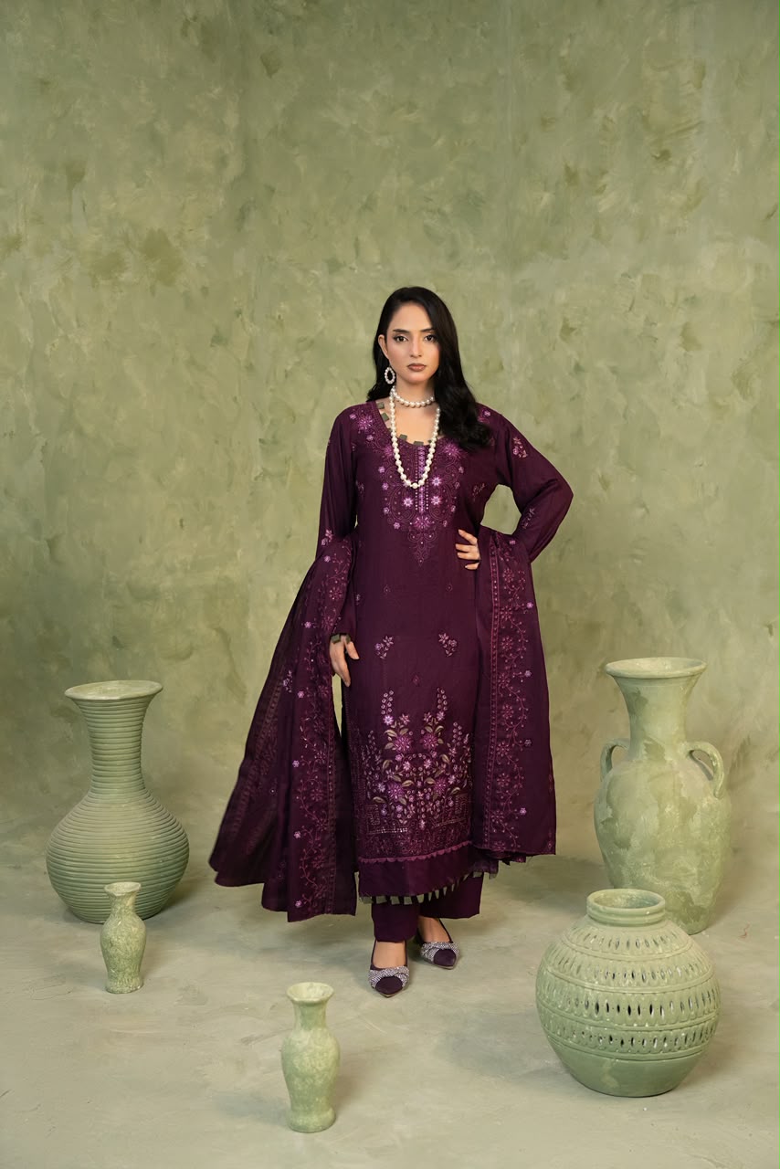 SHEEN LUXE 3PC EMBROIDERED WITH READY TO WEAR DUPATTA