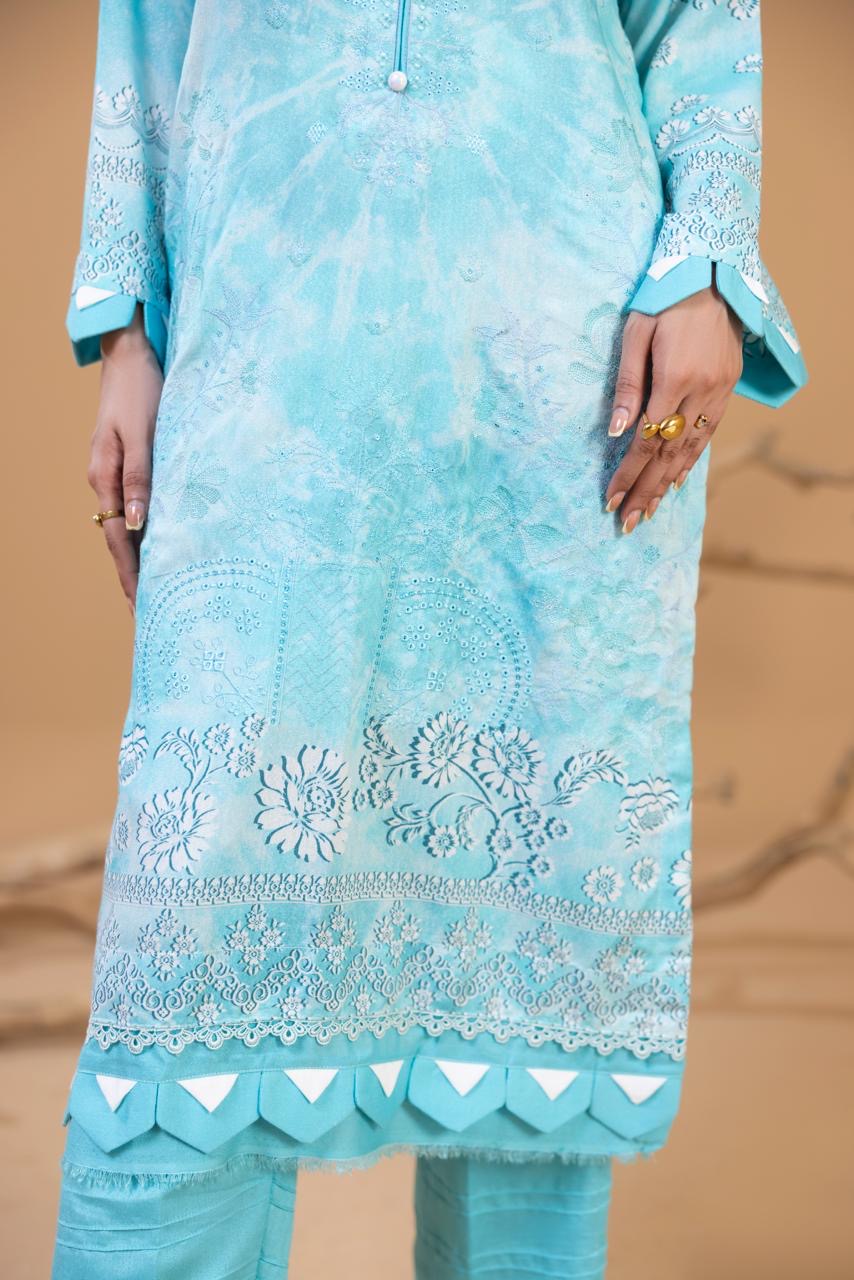 3 PIECE - UNSTITCHED EMBROIDERED KARANDI SUIT
