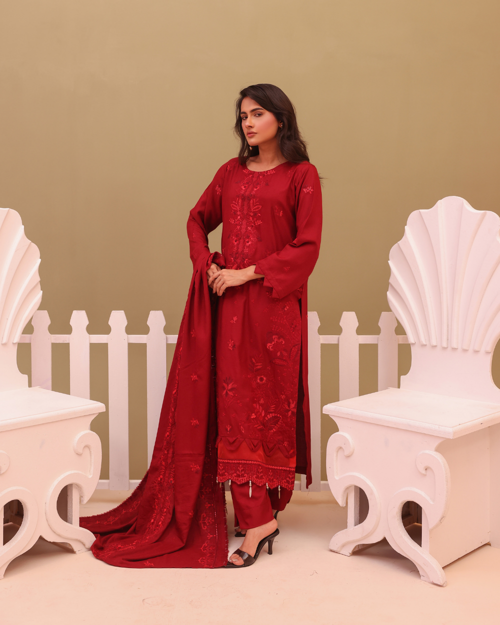 SHEEN LUXE 3PC EMBROIDERED WITH READY TO WEAR DUPATTA