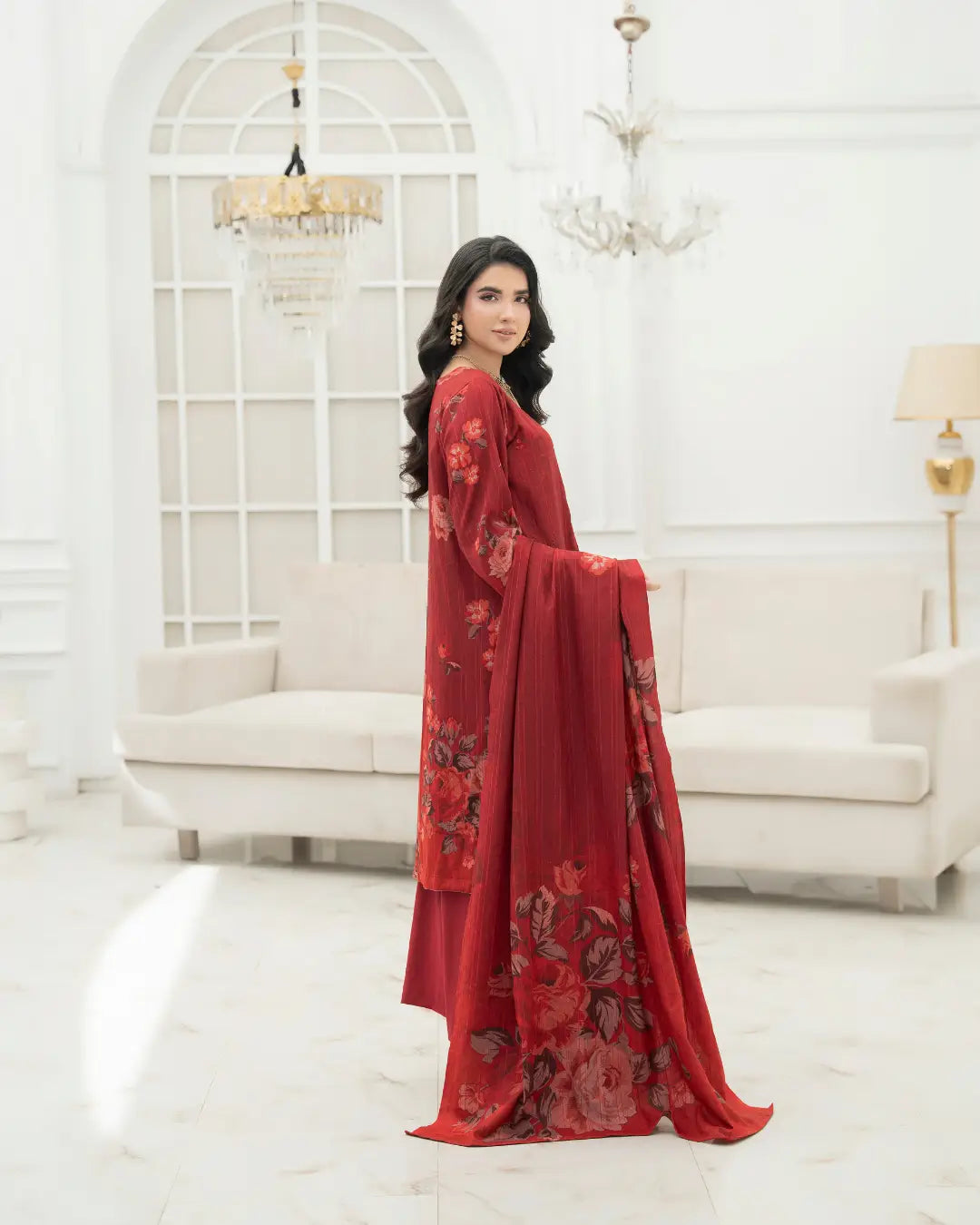 VELVET CHAMKI DHANAK EMBROIDED 3-PIECE