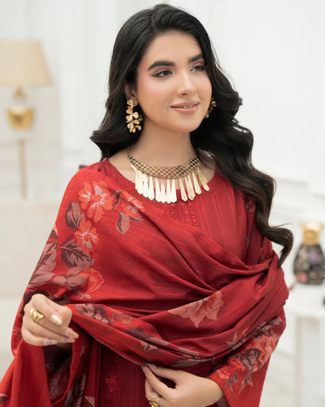 VELVET CHAMKI DHANAK EMBROIDED 3-PIECE
