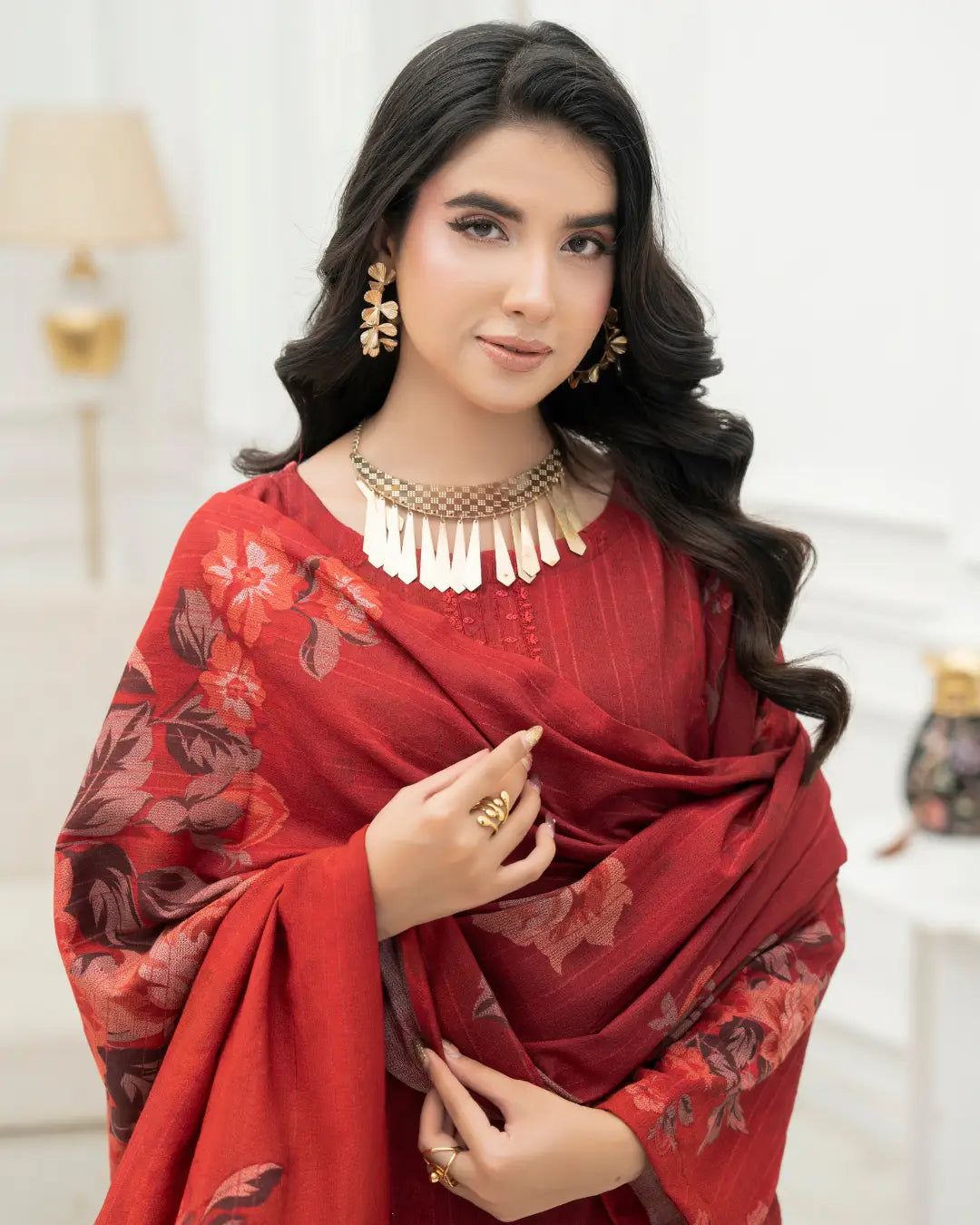 VELVET CHAMKI DHANAK EMBROIDED 3-PIECE