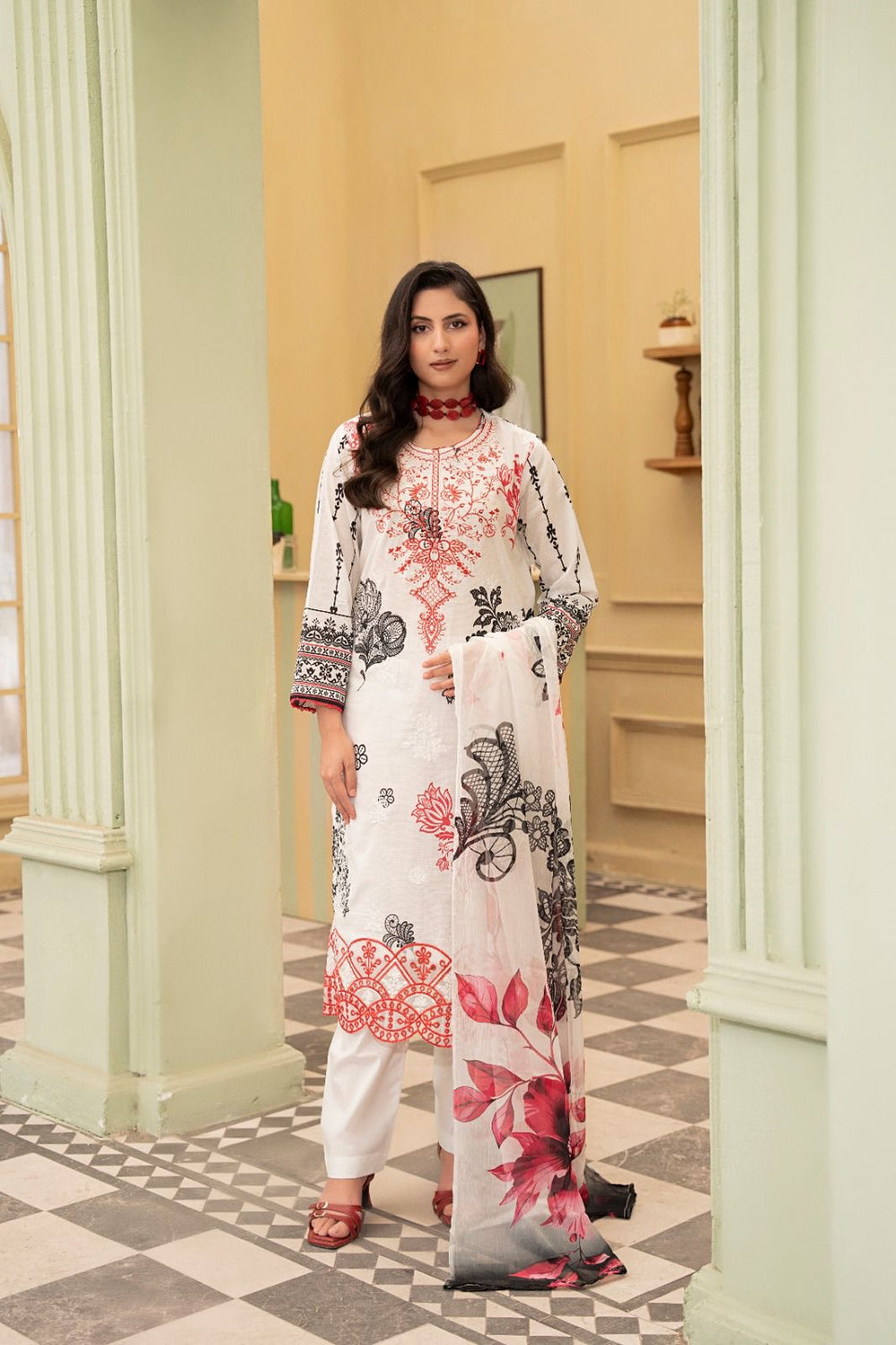 3 PIECE - EMBROIDERED LAWN SUIT