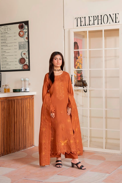 SHEEN LUXE 3PC EMBROIDERED WITH READY TO WEAR DUPATTA