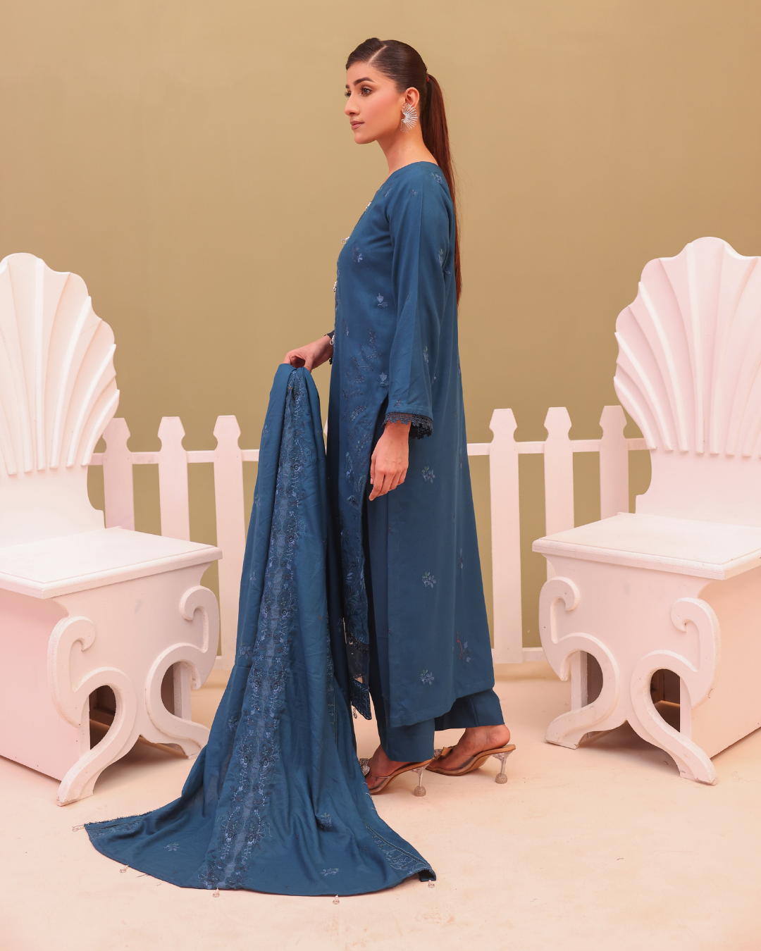 SHEEN LUXE 3PC EMBROIDERED WITH READY TO WEAR DUPATTA