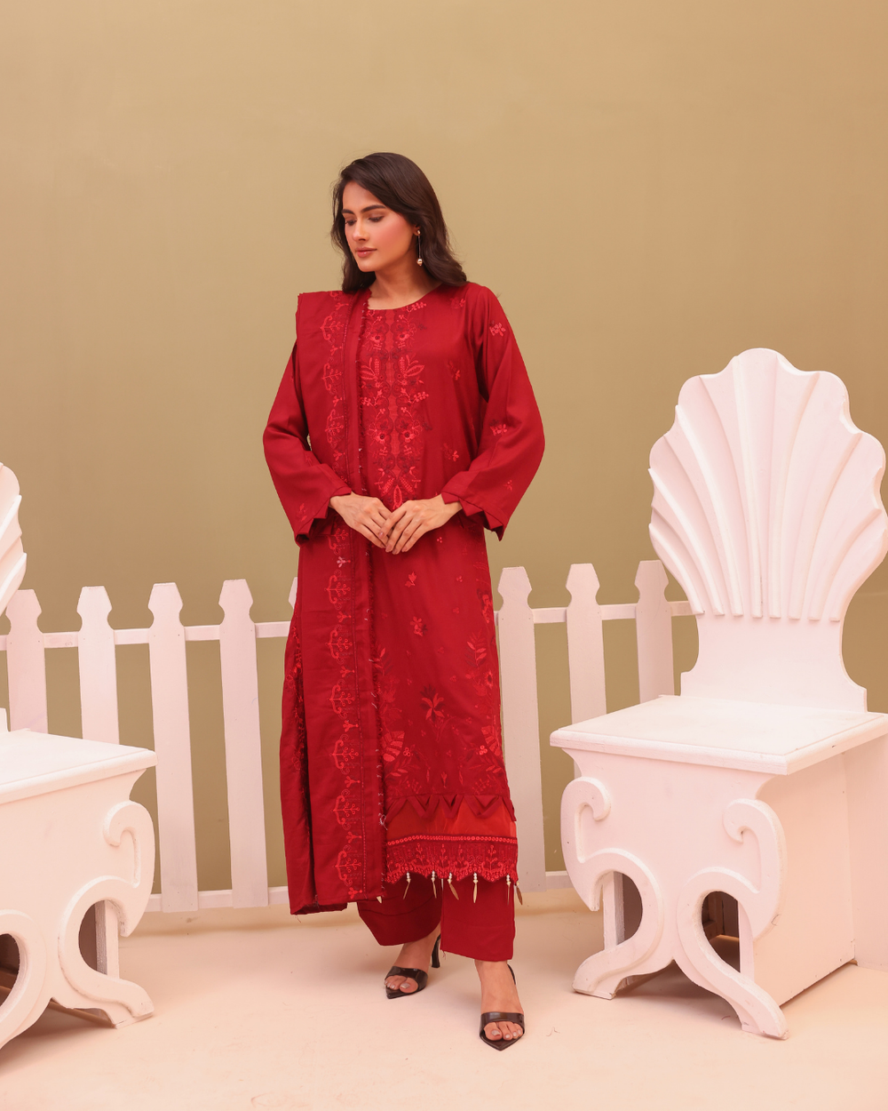 SHEEN LUXE 3PC EMBROIDERED WITH READY TO WEAR DUPATTA