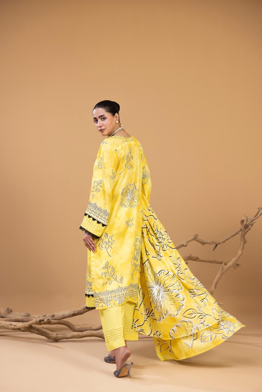 3 PIECE - UNSTITCHED EMBROIDERED KARANDI SUIT