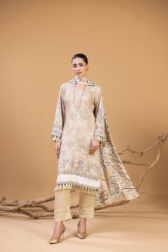 3 PIECE - UNSTITCHED EMBROIDERED KARANDI SUIT