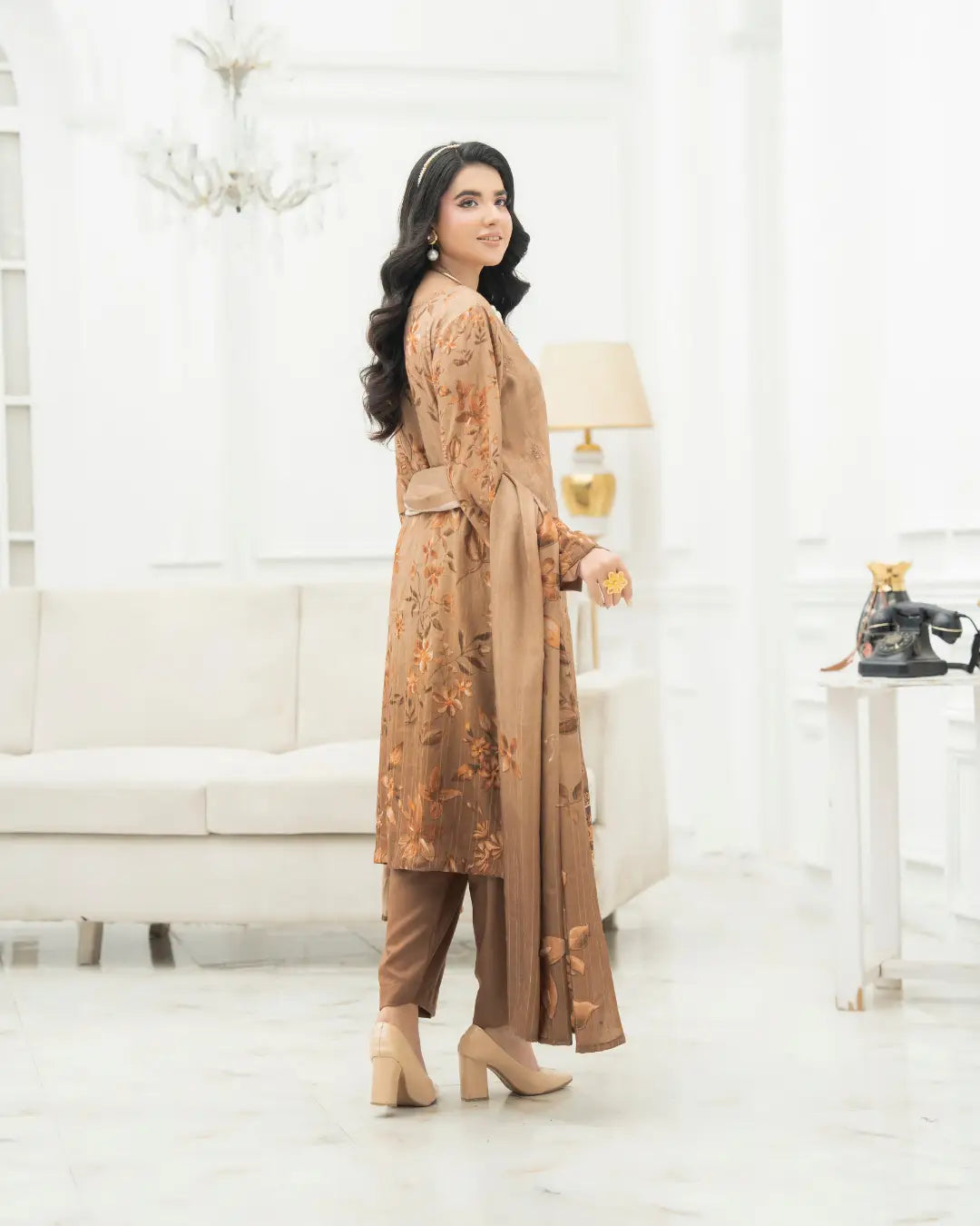 VELVET CHAMKI DHANAK EMBROIDED 3-PIECE