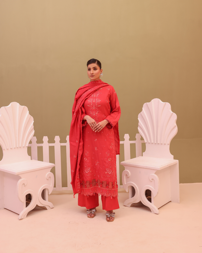 SHEEN LUXE 3PC EMBROIDERED WITH READY TO WEAR DUPATTA