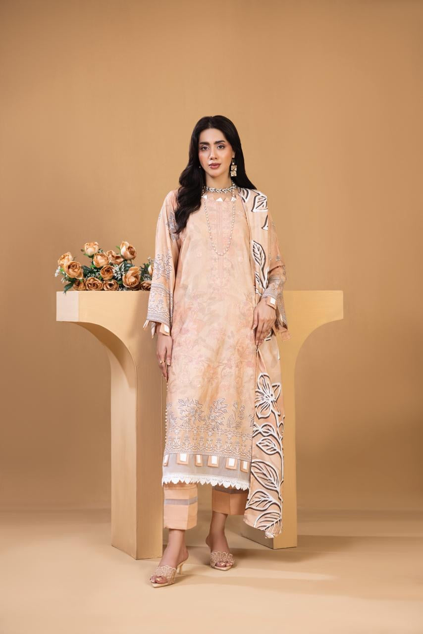 3 PIECE - UNSTITCHED EMBROIDERED KARANDI SUIT