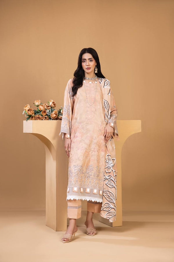 3 PIECE - UNSTITCHED EMBROIDERED KARANDI SUIT