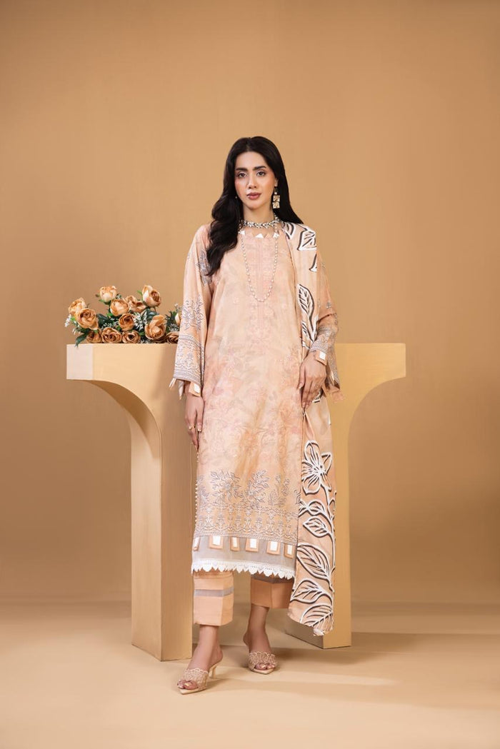 3 PIECE - UNSTITCHED EMBROIDERED KARANDI SUIT