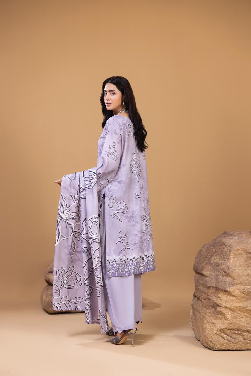 3 PIECE - UNSTITCHED EMBROIDERED KARANDI SUIT