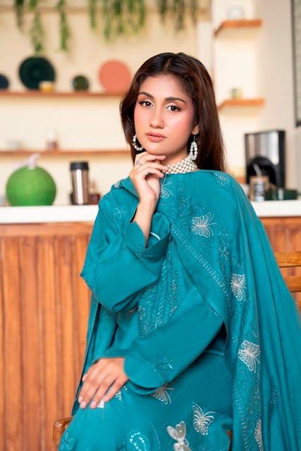 SHEEN LUXE 3PC EMBROIDERED WITH READY TO WEAR DUPATTA