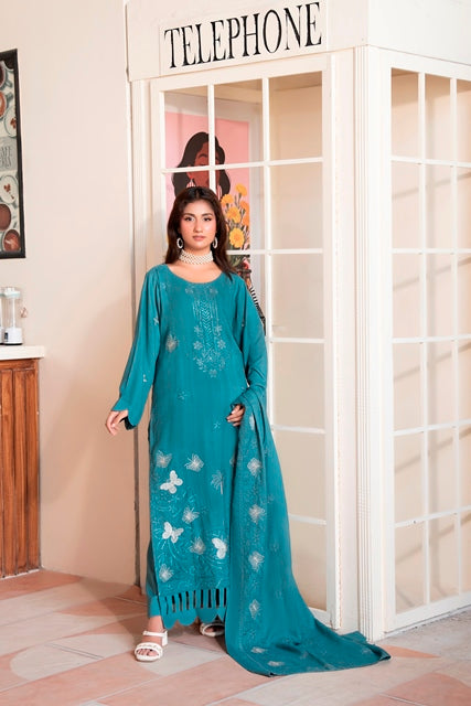 SHEEN LUXE 3PC EMBROIDERED WITH READY TO WEAR DUPATTA