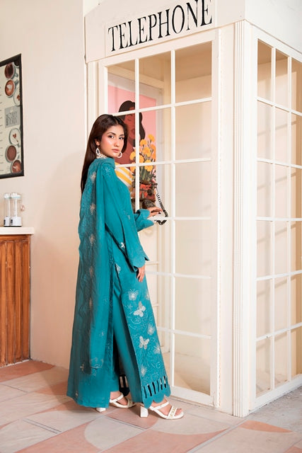 SHEEN LUXE 3PC EMBROIDERED WITH READY TO WEAR DUPATTA