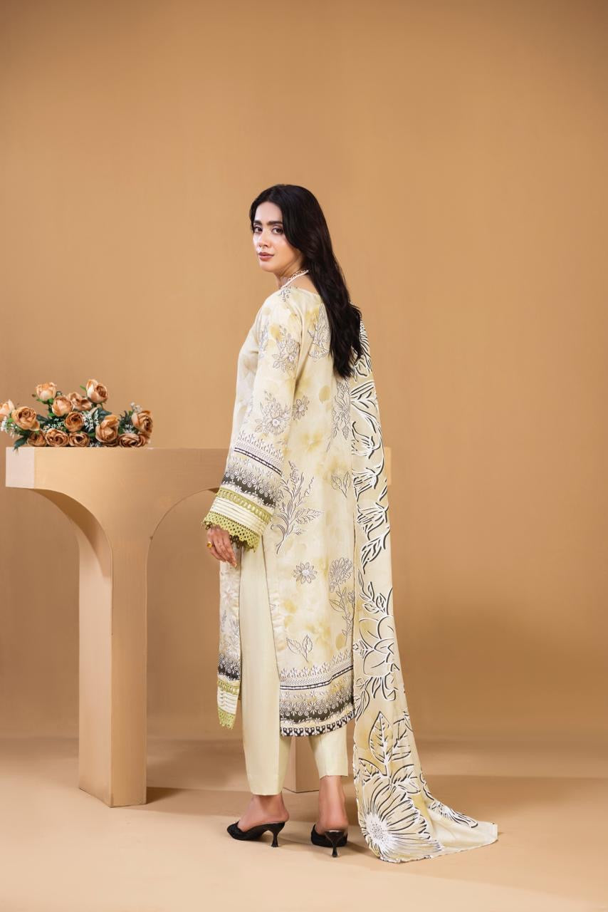 3 PIECE - UNSTITCHED EMBROIDERED KARANDI SUIT