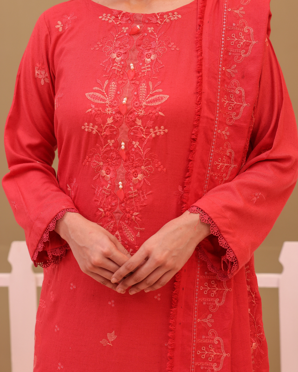 SHEEN LUXE 3PC EMBROIDERED WITH READY TO WEAR DUPATTA