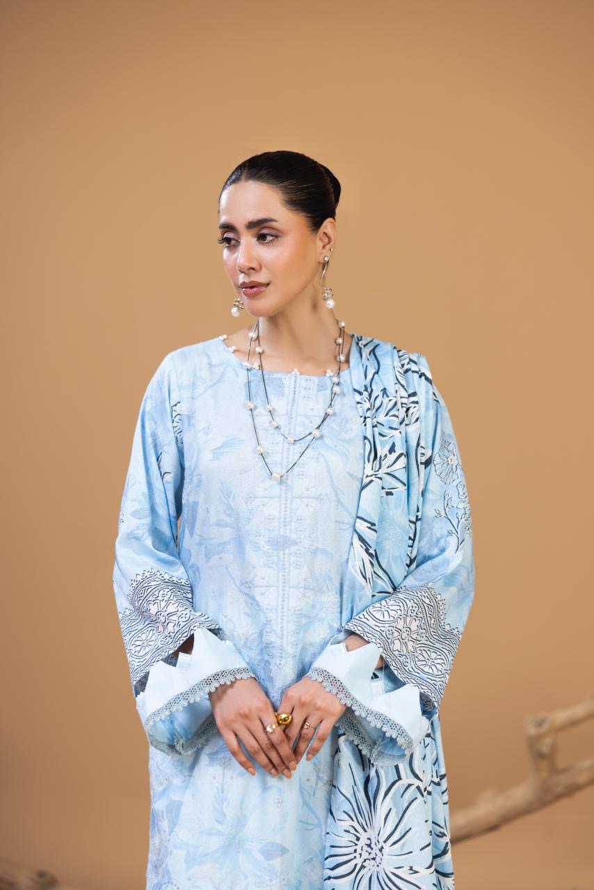 3 PIECE - UNSTITCHED EMBROIDERED KARANDI SUIT