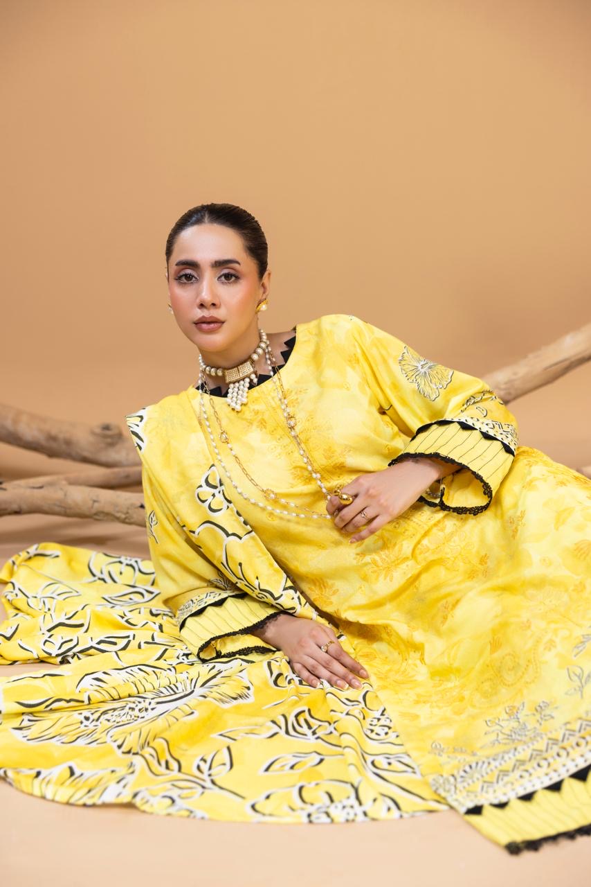 3 PIECE - UNSTITCHED EMBROIDERED KARANDI SUIT