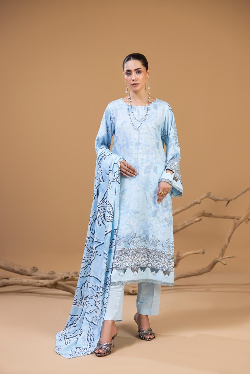 3 PIECE - UNSTITCHED EMBROIDERED KARANDI SUIT