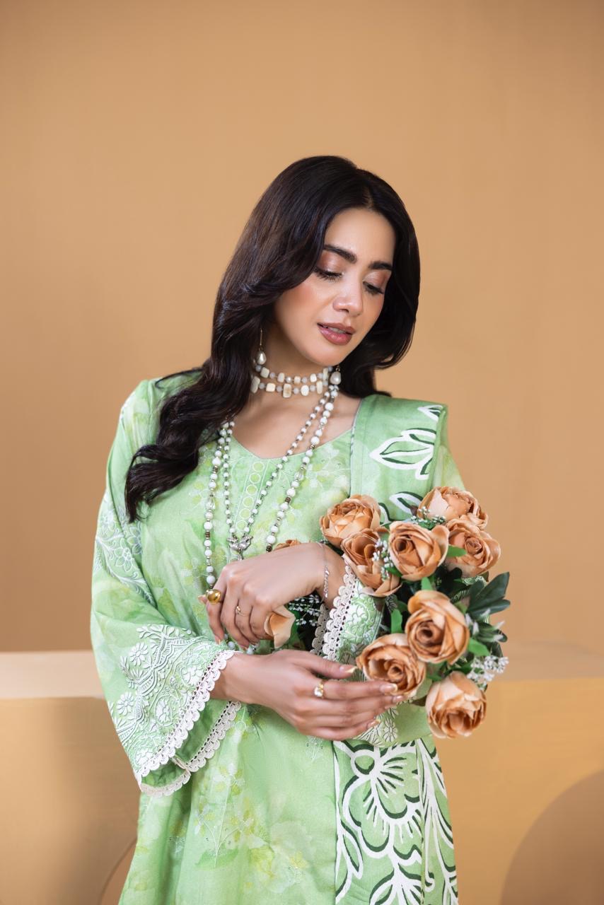3 PIECE - UNSTITCHED EMBROIDERED KARANDI SUIT