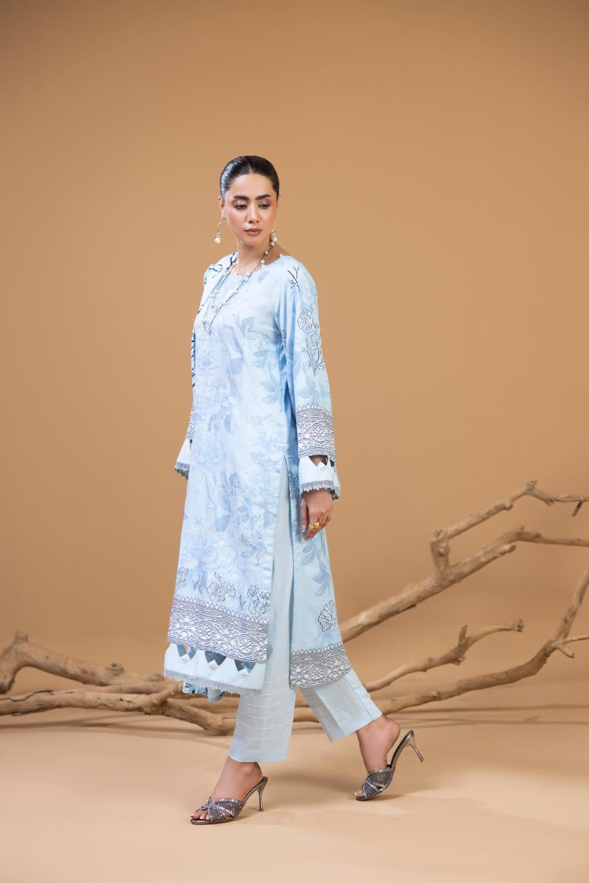 3 PIECE - UNSTITCHED EMBROIDERED KARANDI SUIT