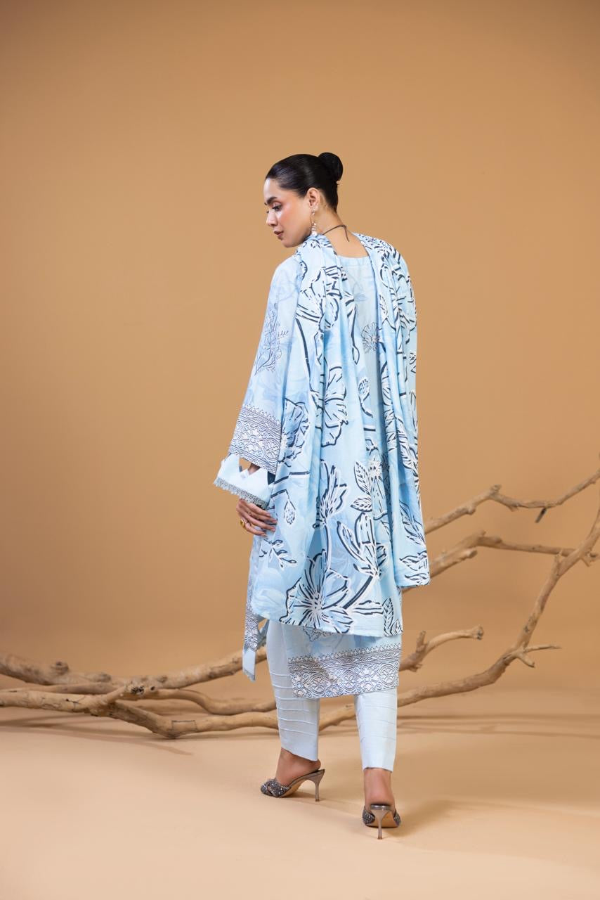 3 PIECE - UNSTITCHED EMBROIDERED KARANDI SUIT