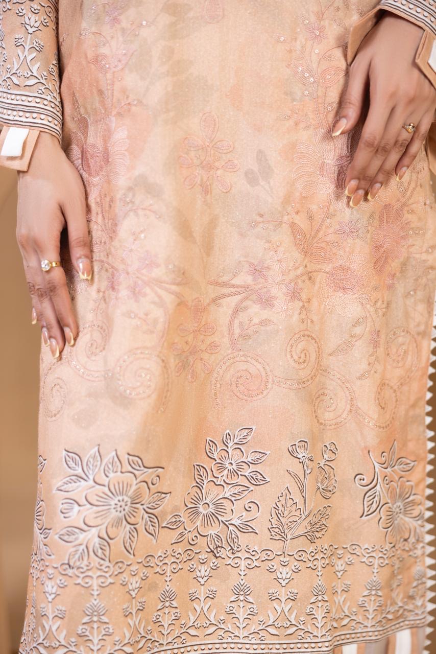 3 PIECE - UNSTITCHED EMBROIDERED KARANDI SUIT