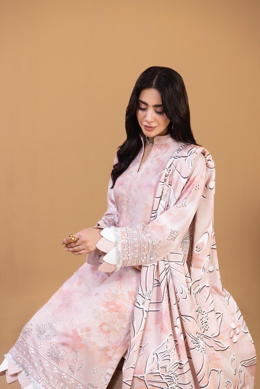 3 PIECE - UNSTITCHED EMBROIDERED KARANDI SUIT