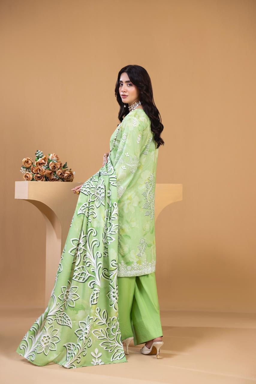 3 PIECE - UNSTITCHED EMBROIDERED KARANDI SUIT