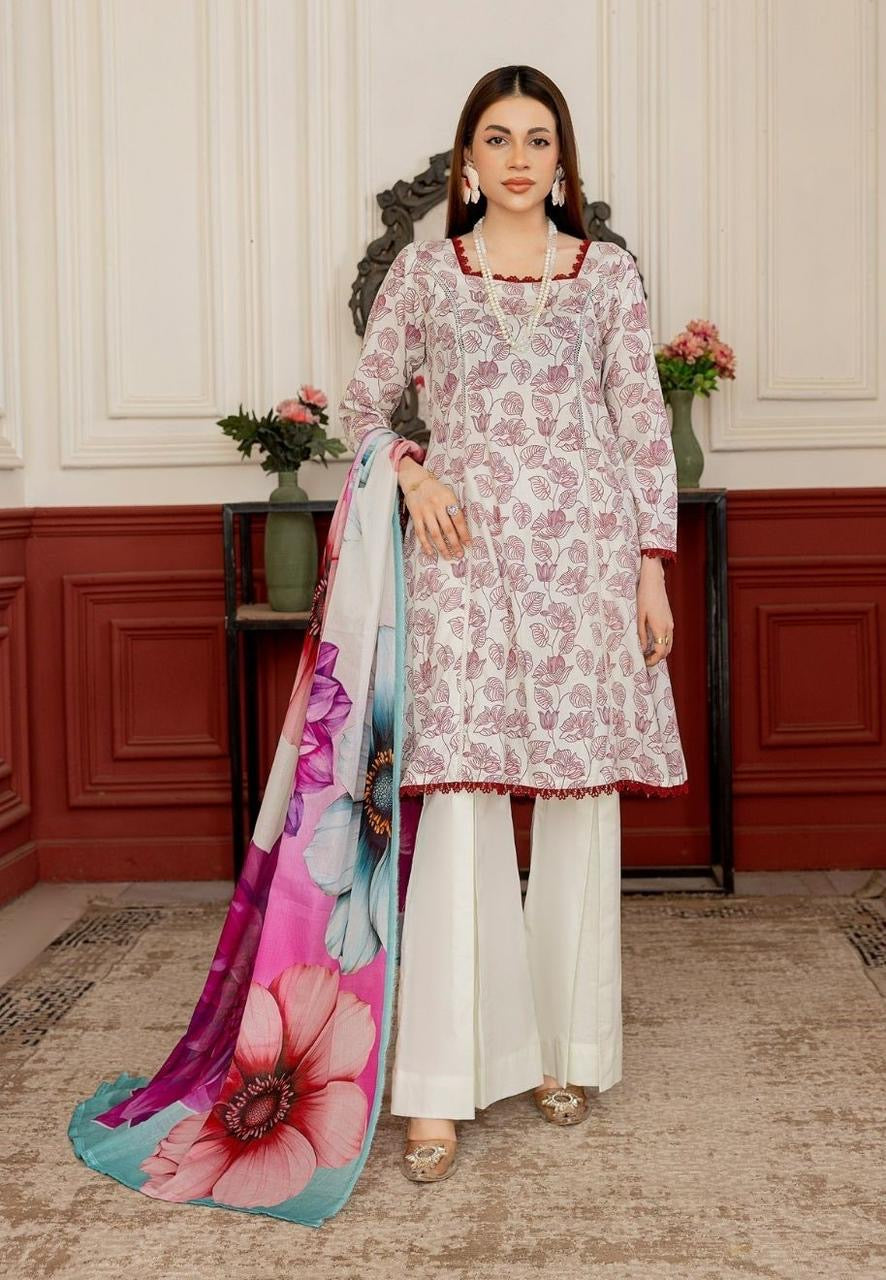 3 PIECE - EMBROIDERED LAWN SUIT