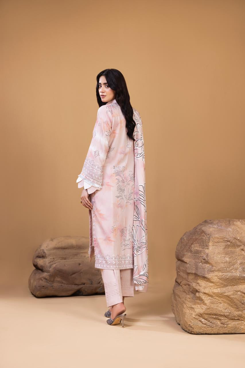 3 PIECE - UNSTITCHED EMBROIDERED KARANDI SUIT