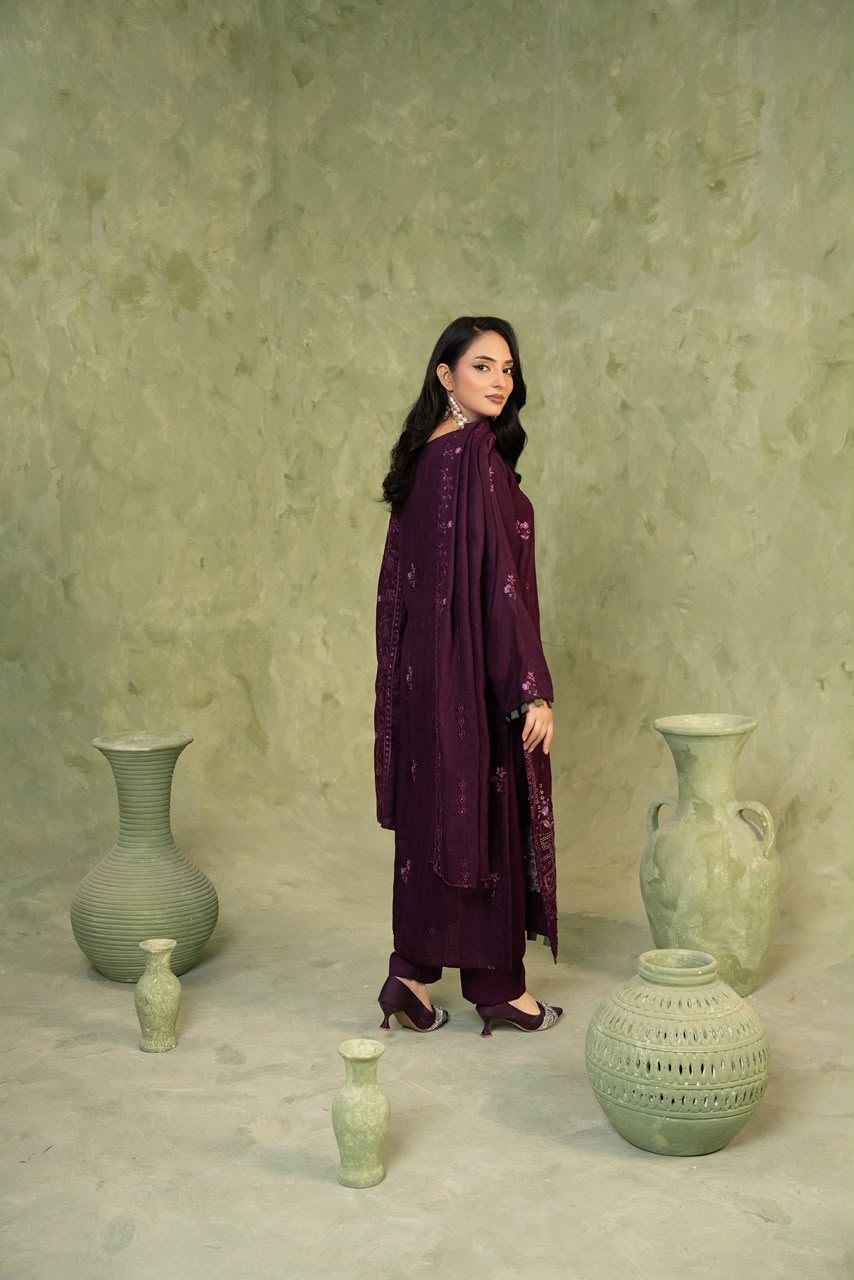 SHEEN LUXE 3PC EMBROIDERED WITH READY TO WEAR DUPATTA