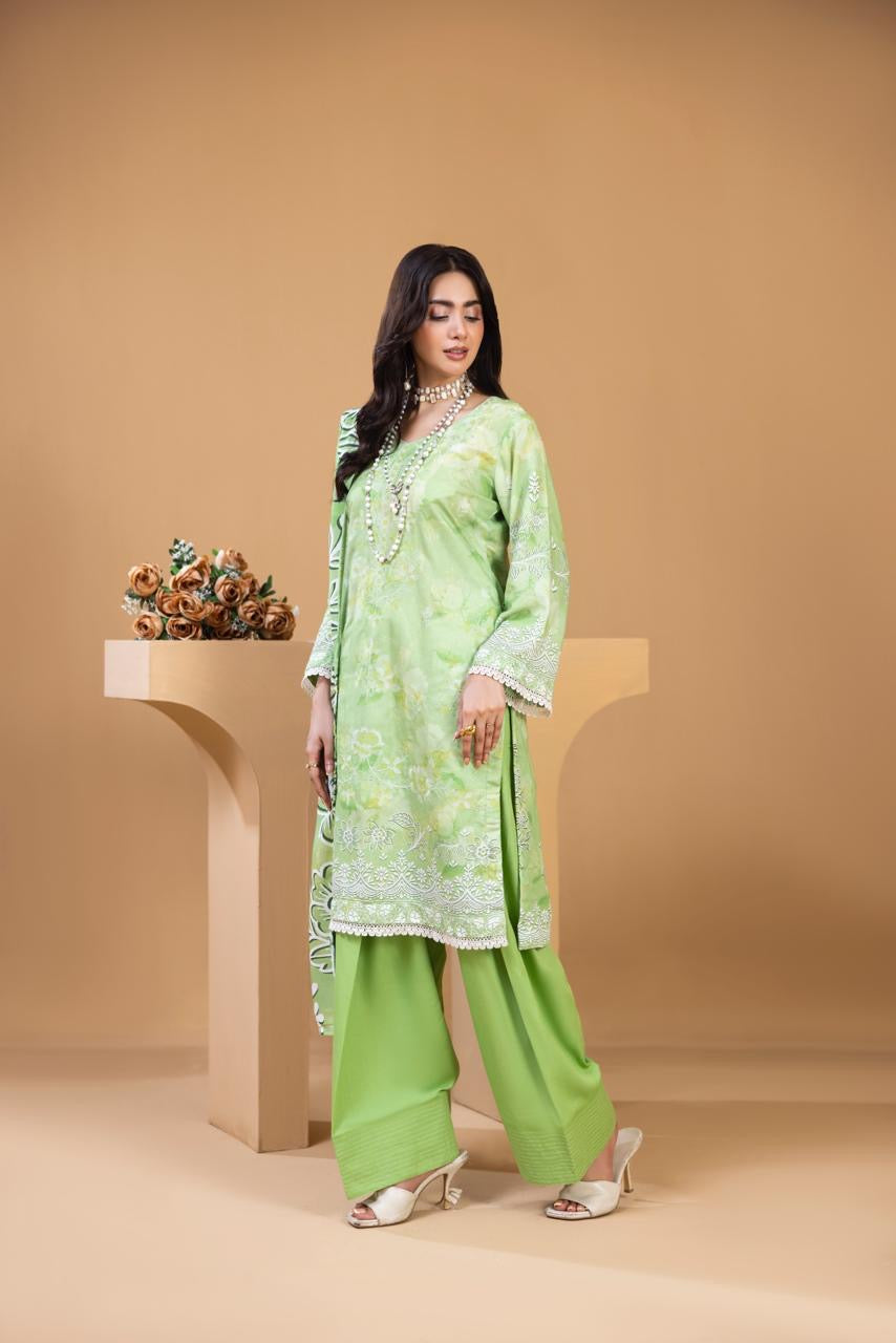 3 PIECE - UNSTITCHED EMBROIDERED KARANDI SUIT