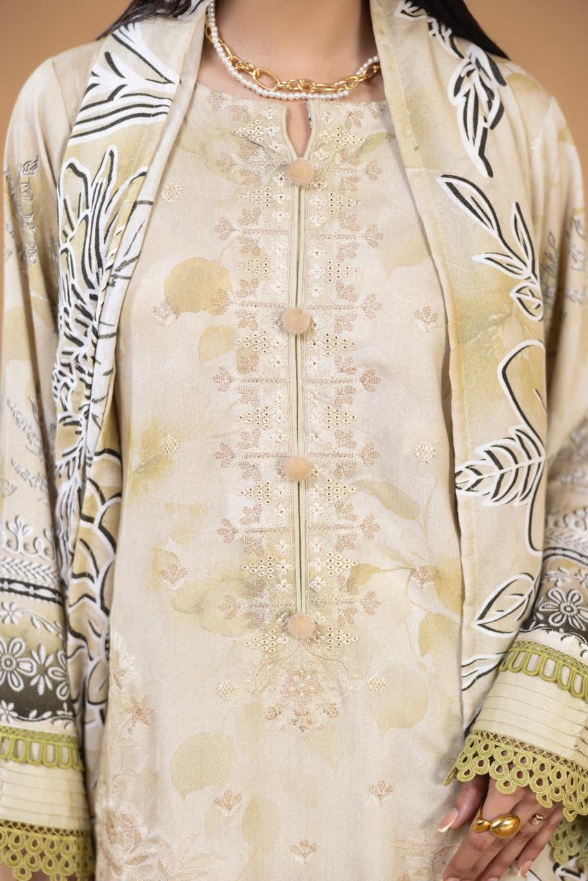 3 PIECE - UNSTITCHED EMBROIDERED KARANDI SUIT