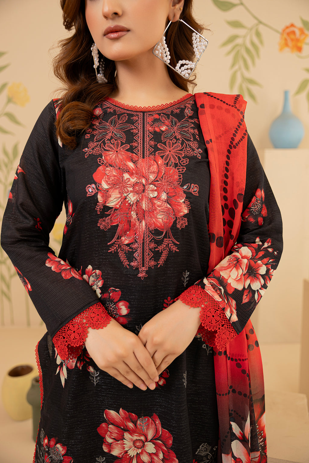 3 PIECE - UNSTITCHED EMBROIDERED LAWN SUIT