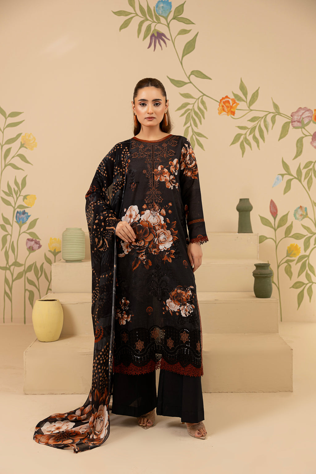 3 PIECE - UNSTITCHED EMBROIDERED LAWN SUIT