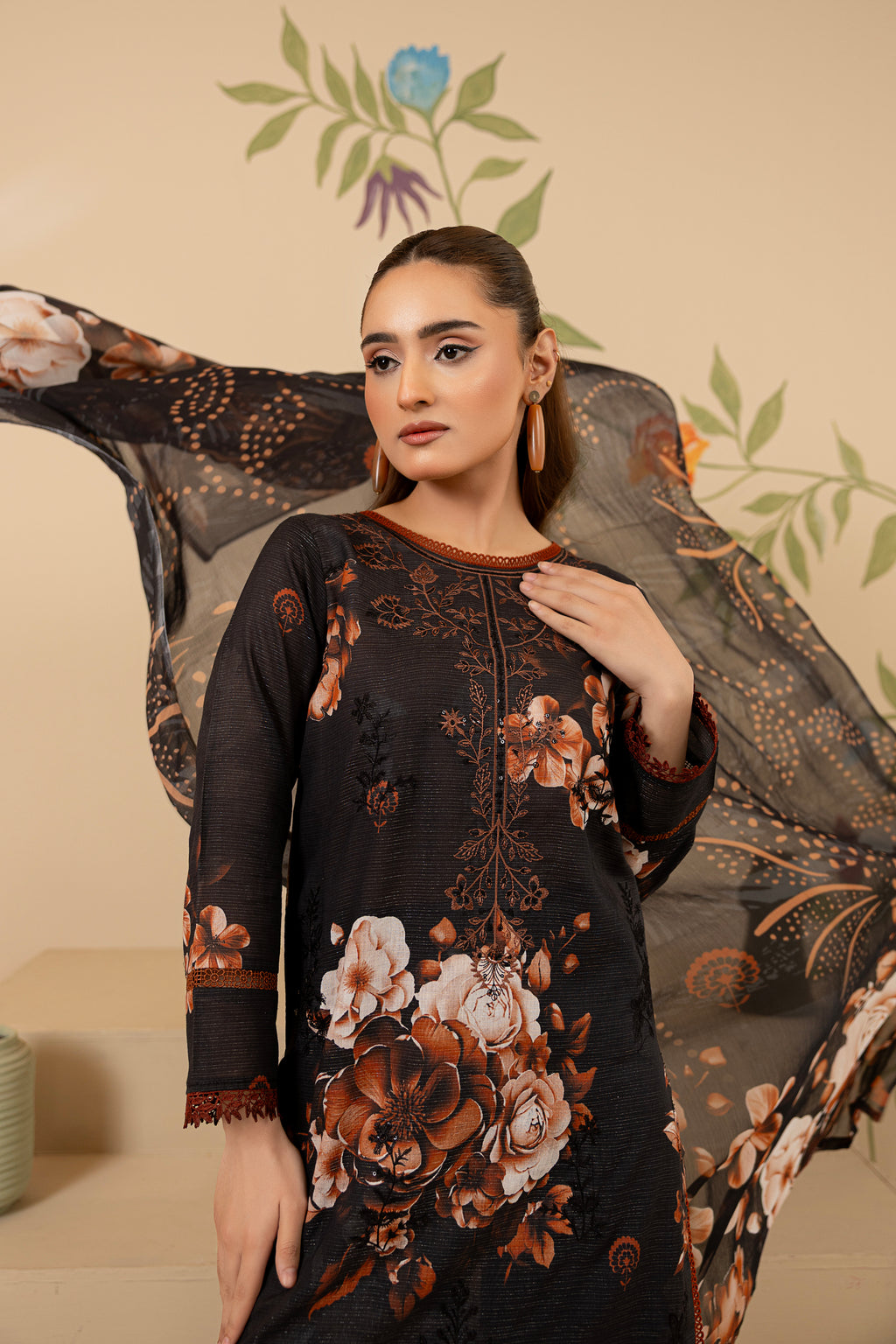 3 PIECE - UNSTITCHED EMBROIDERED LAWN SUIT