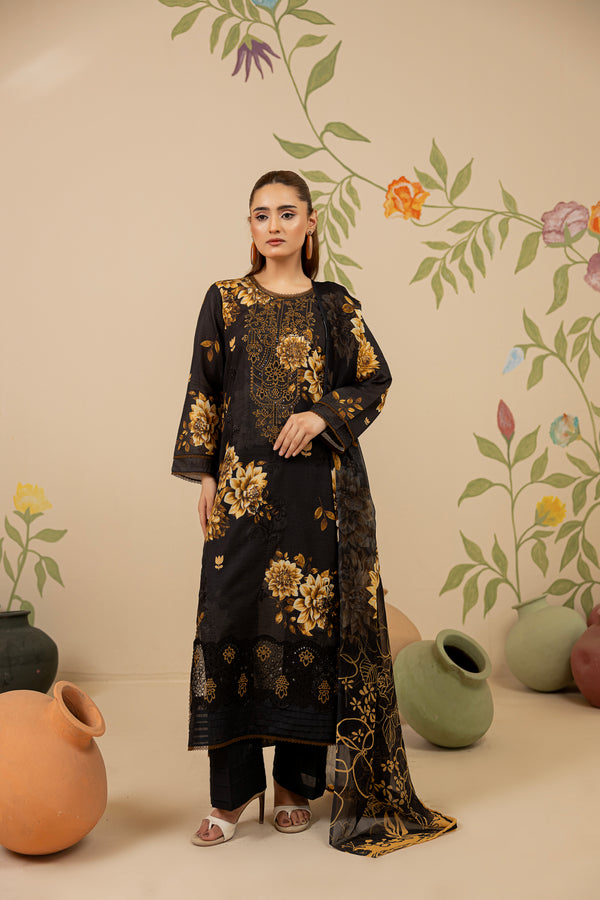 3 PIECE - UNSTITCHED EMBROIDERED LAWN SUIT