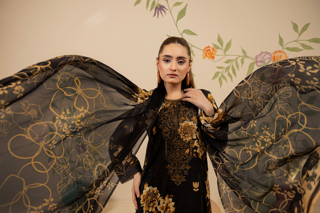 3 PIECE - UNSTITCHED EMBROIDERED LAWN SUIT