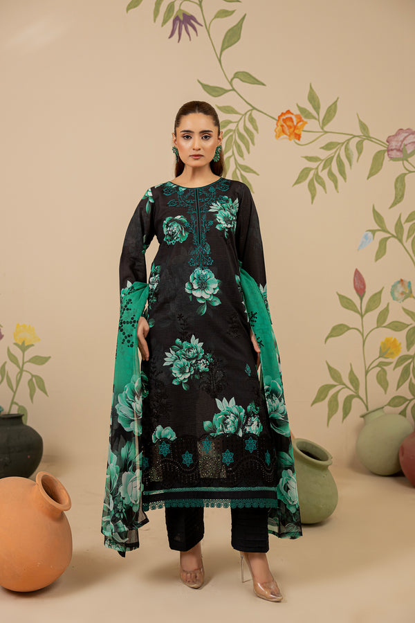 3 PIECE - UNSTITCHED EMBROIDERED LAWN SUIT