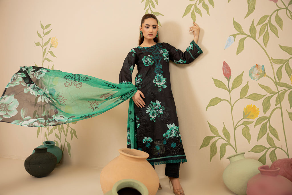 3 PIECE - UNSTITCHED EMBROIDERED LAWN SUIT